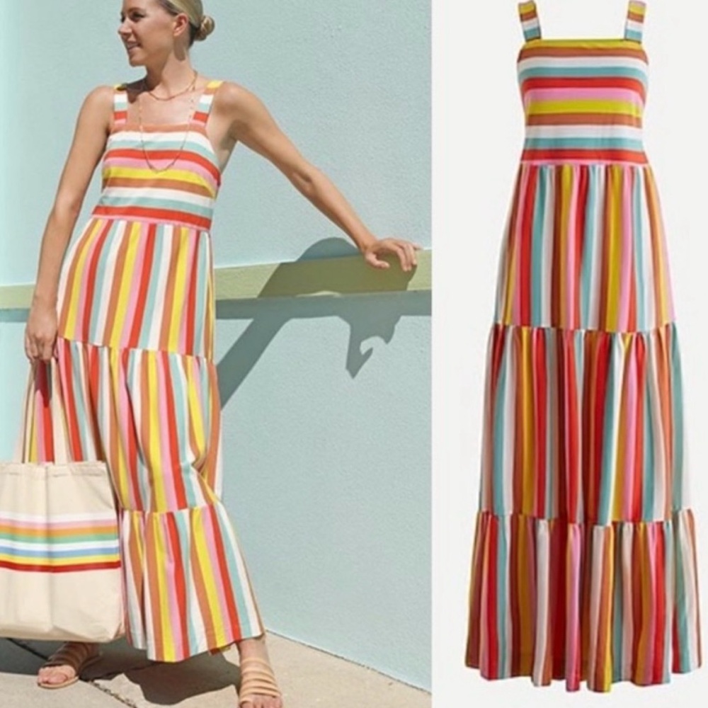 Jcrew Rainbow Striped Maxi Dress